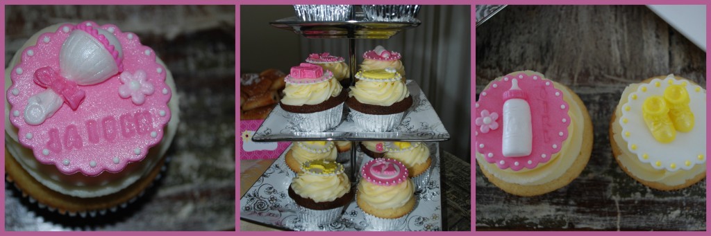 Baby Shower cupcakes pink and yellow girl