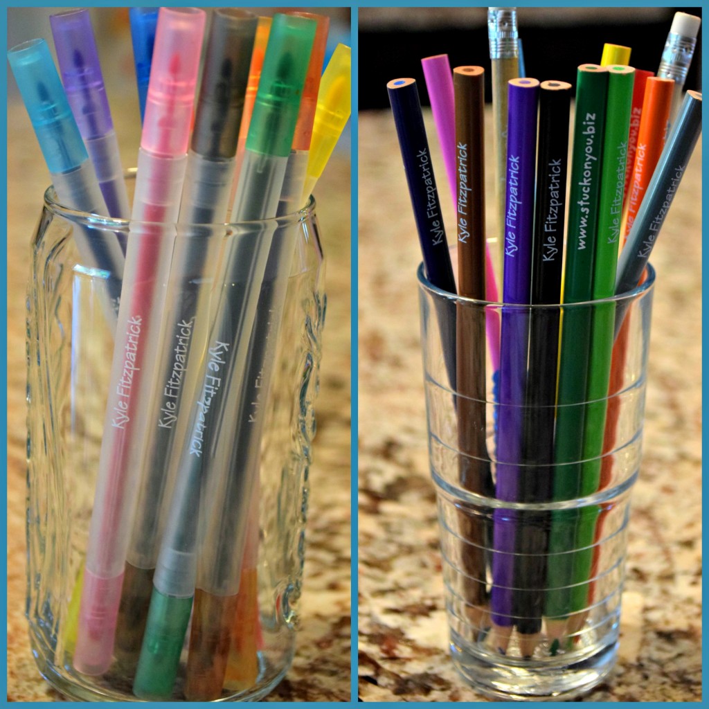 stuck on you personalized markers and pencils