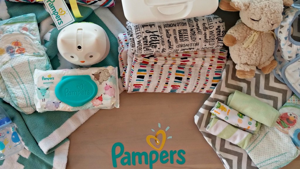 Pampers flat lay