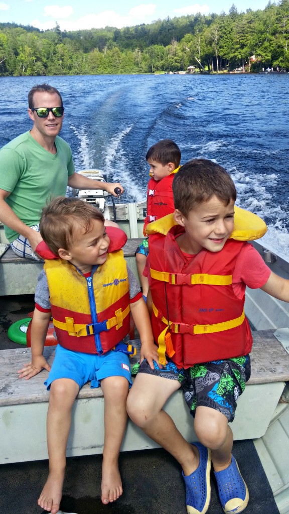 boys and John on boat