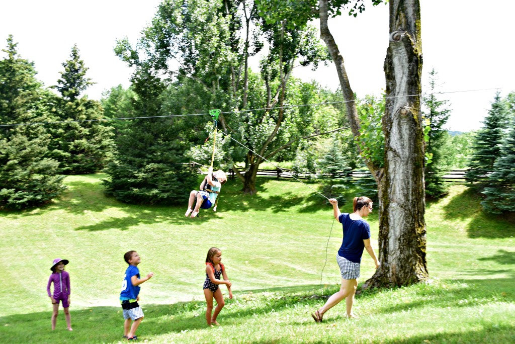Nate zip line at the farm