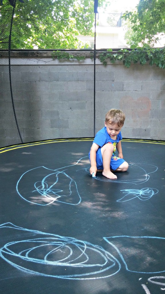 springfree chalk on trampoline